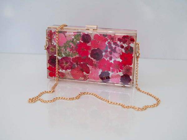 RED FLORAL CLUTCH