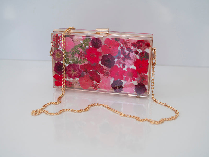 RED FLORAL CLUTCH