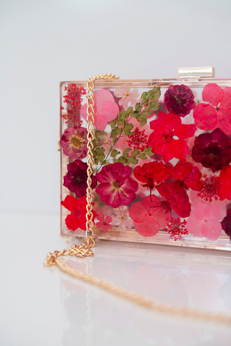 RED FLORAL CLUTCH