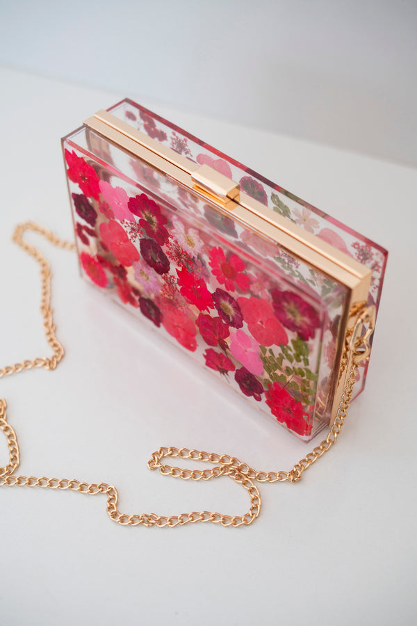 RED FLORAL CLUTCH