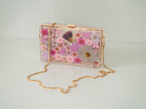 PASTEL PURPLE FLORAL CLUTCH