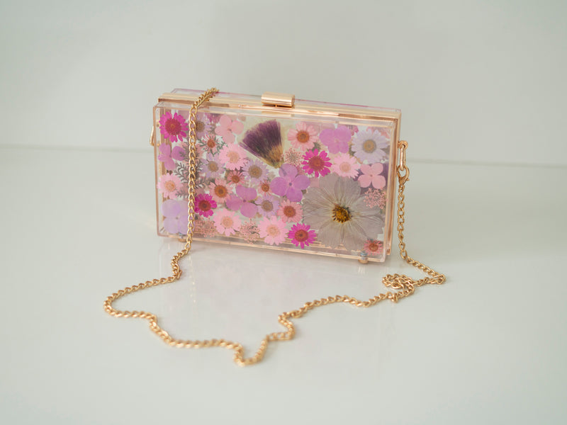 PASTEL PURPLE FLORAL CLUTCH