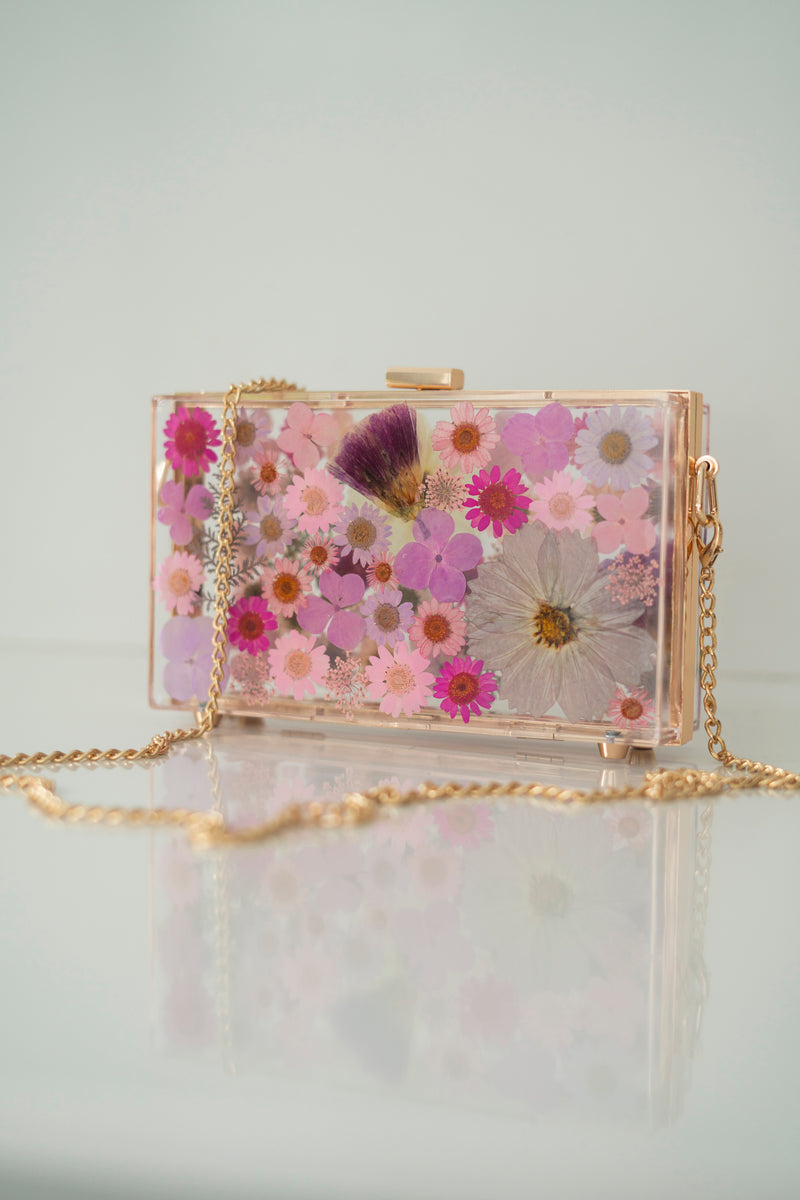 PASTEL PURPLE FLORAL CLUTCH