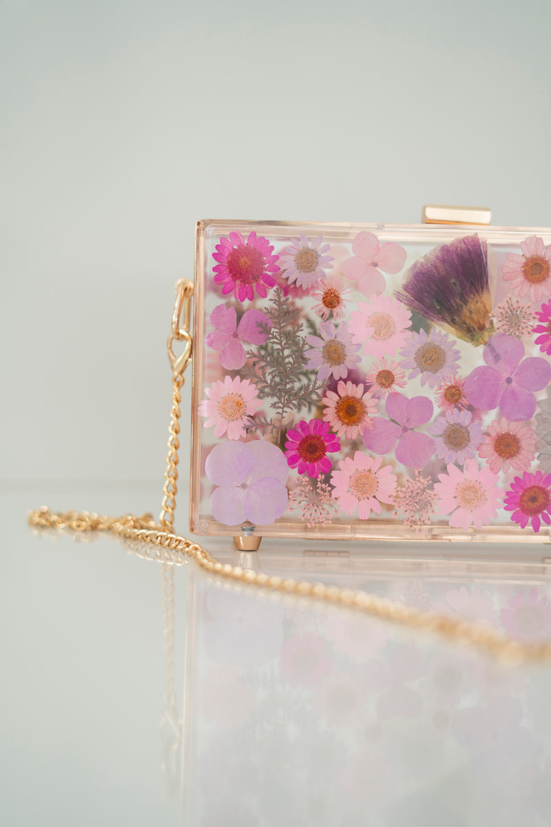 PASTEL PURPLE FLORAL CLUTCH