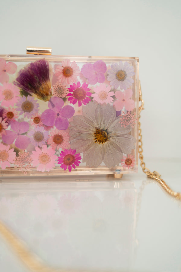 PASTEL PURPLE FLORAL CLUTCH