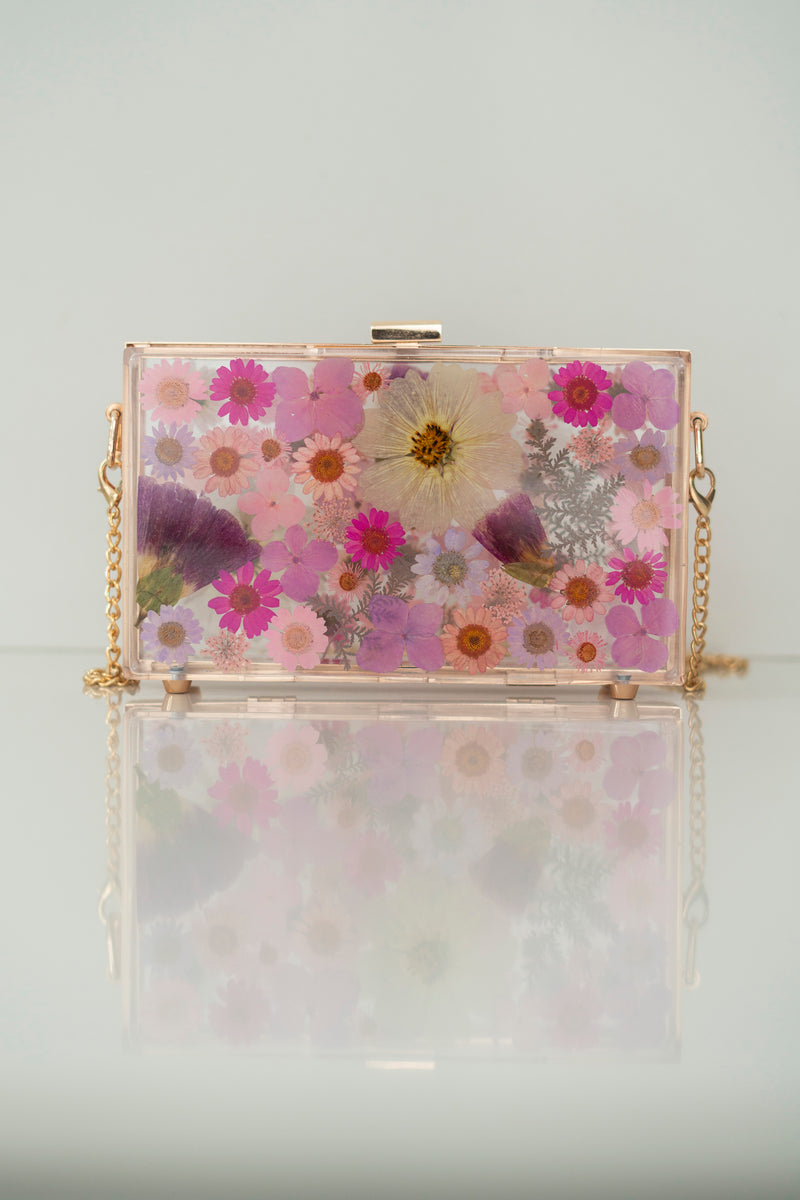 PASTEL PURPLE FLORAL CLUTCH