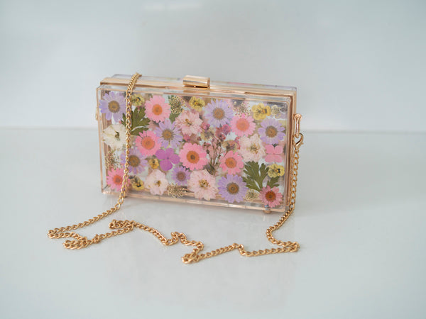 BLUSH BLOSSOM FLORAL CLUTCH