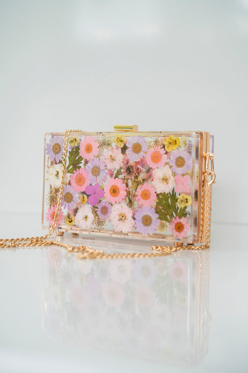 BLUSH BLOSSOM FLORAL CLUTCH