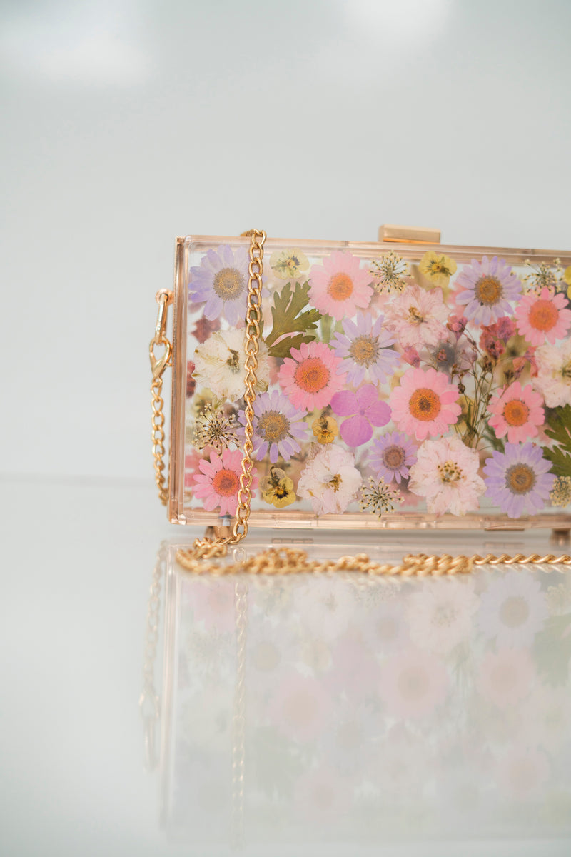 BLUSH BLOSSOM FLORAL CLUTCH