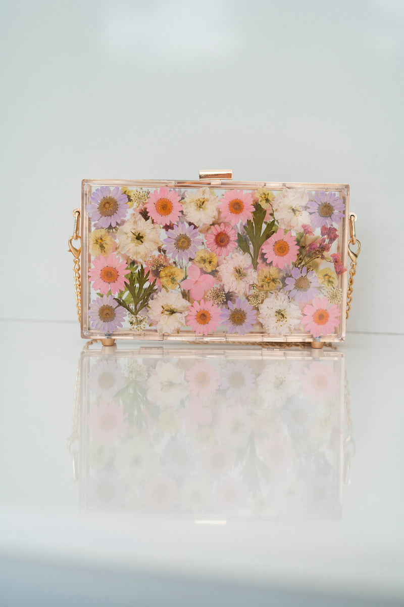 BLUSH BLOSSOM FLORAL CLUTCH