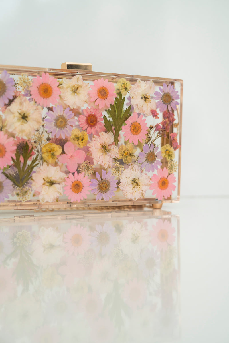 BLUSH BLOSSOM FLORAL CLUTCH