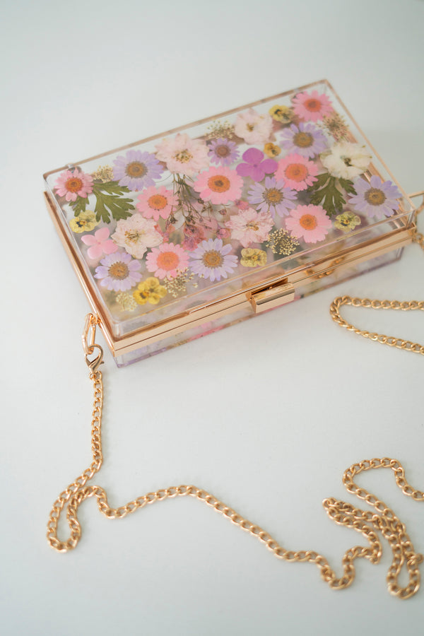BLUSH BLOSSOM FLORAL CLUTCH