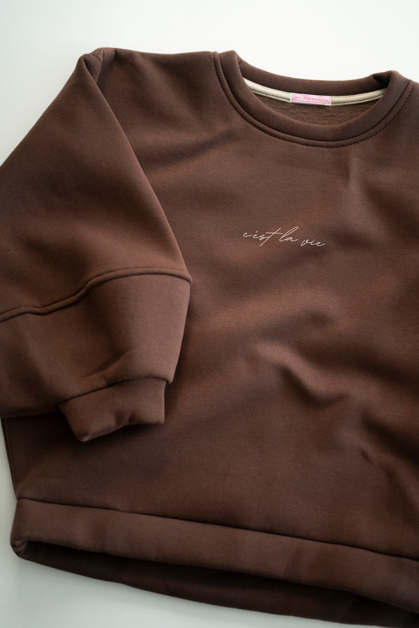 C’EST LA VIE BROWN SWEATER