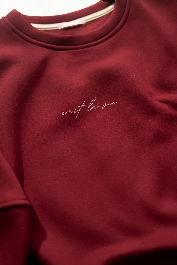 C’EST LA VIE BORDEAUX SWEATER