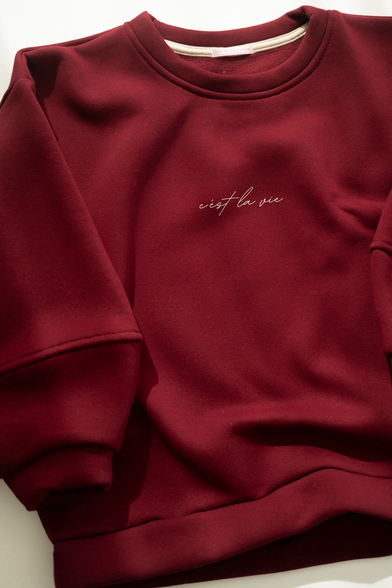 C’EST LA VIE BORDEAUX SWEATER