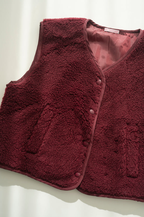 TEDDY GILET BORDEAUX