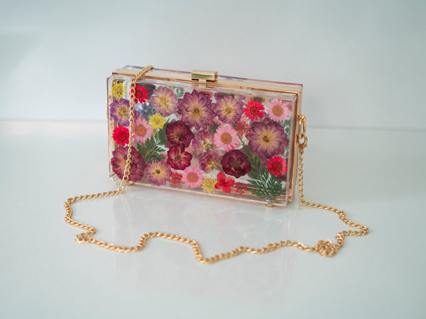 BORDEAUX ROSE FLORAL CLUTCH