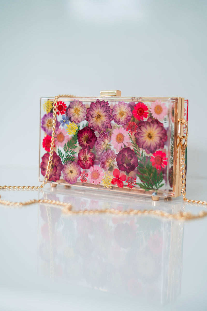 BORDEAUX ROSE FLORAL CLUTCH