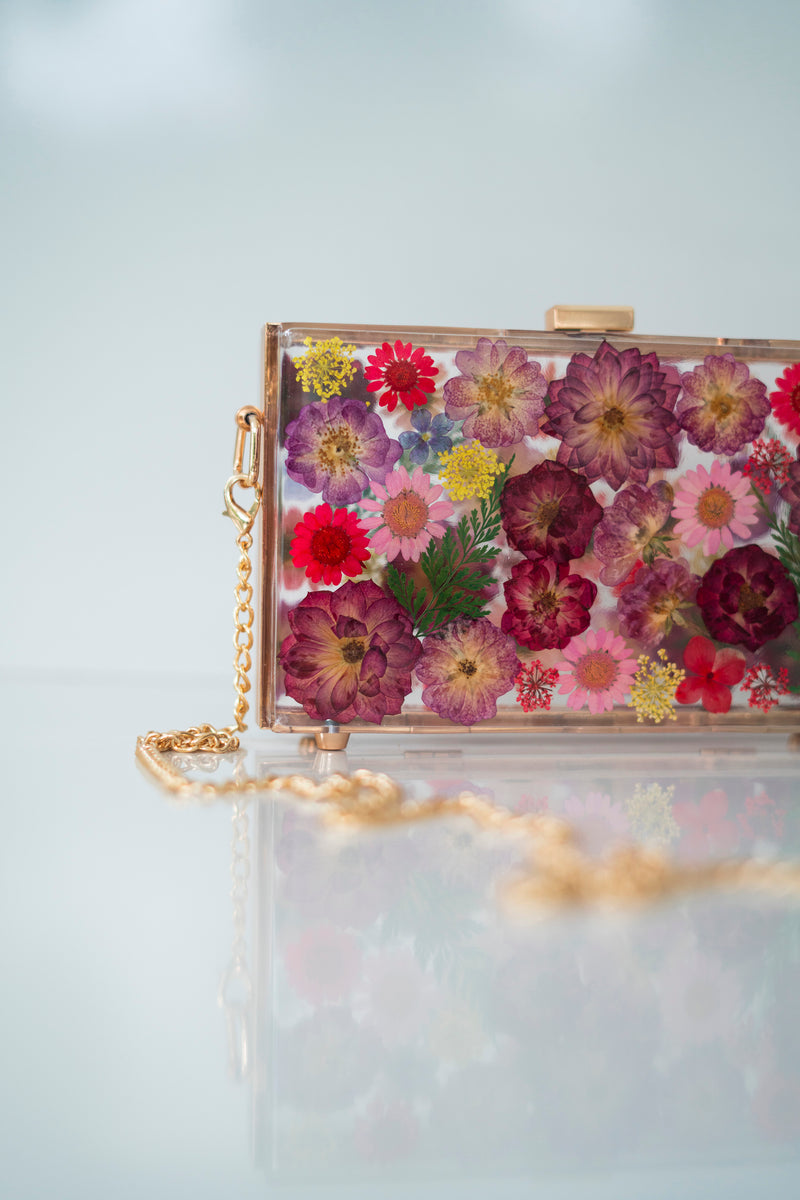 BORDEAUX ROSE FLORAL CLUTCH