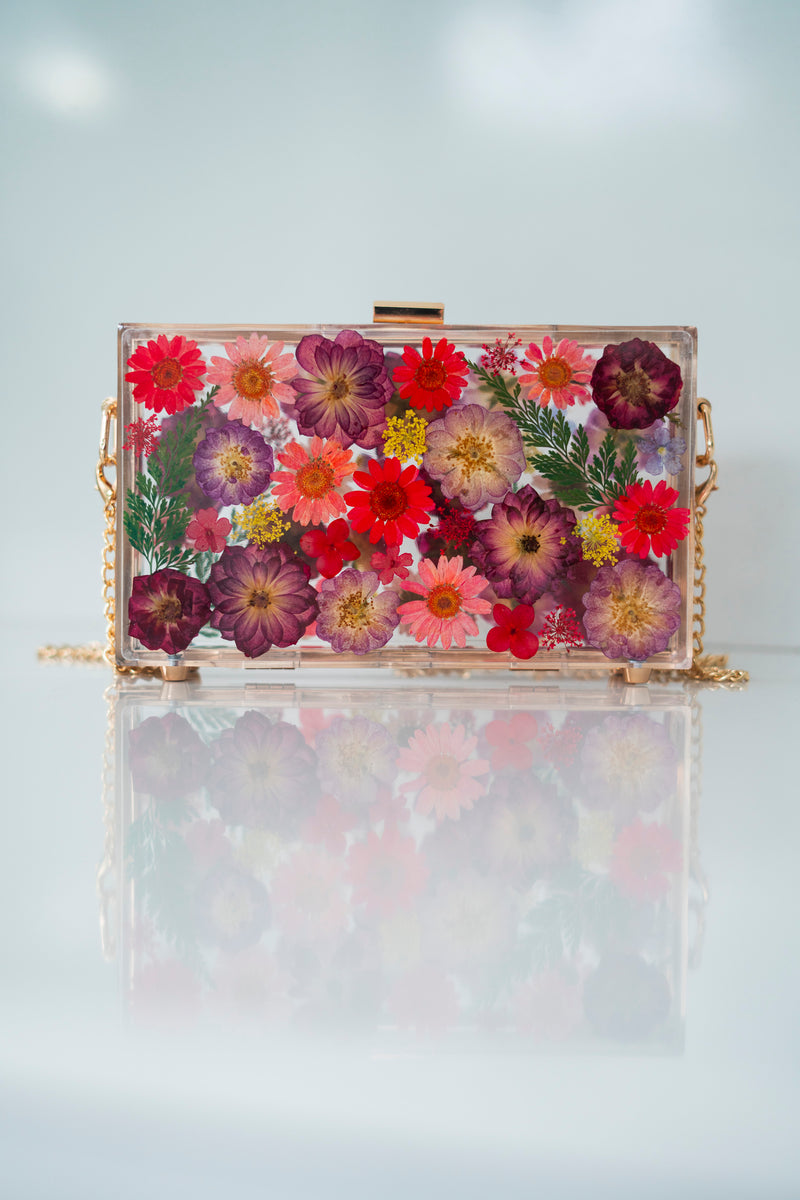 BORDEAUX ROSE FLORAL CLUTCH