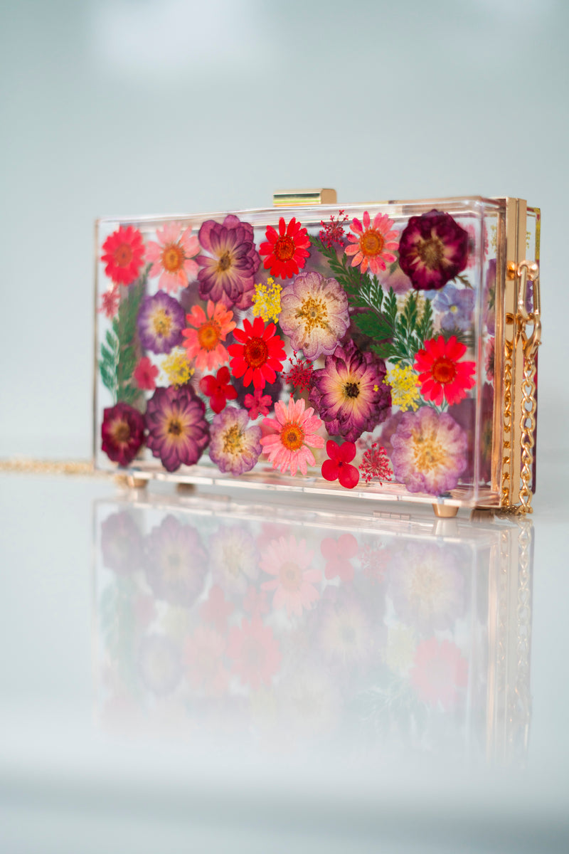 BORDEAUX ROSE FLORAL CLUTCH