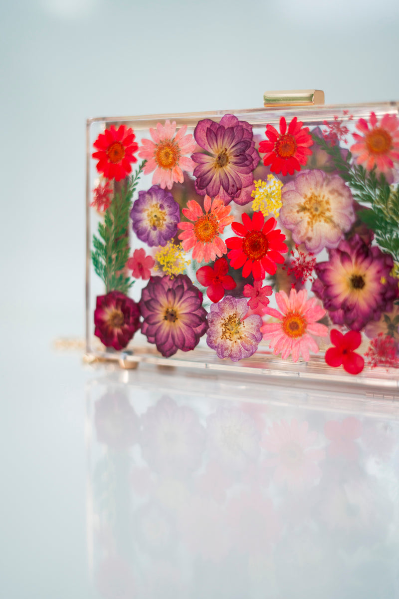 BORDEAUX ROSE FLORAL CLUTCH