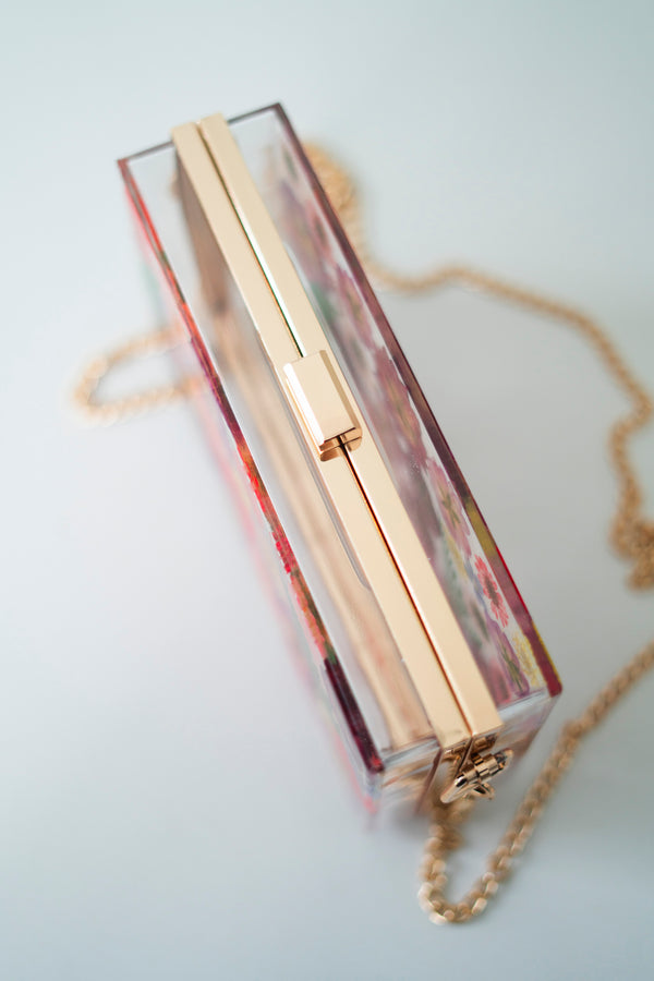 BORDEAUX ROSE FLORAL CLUTCH
