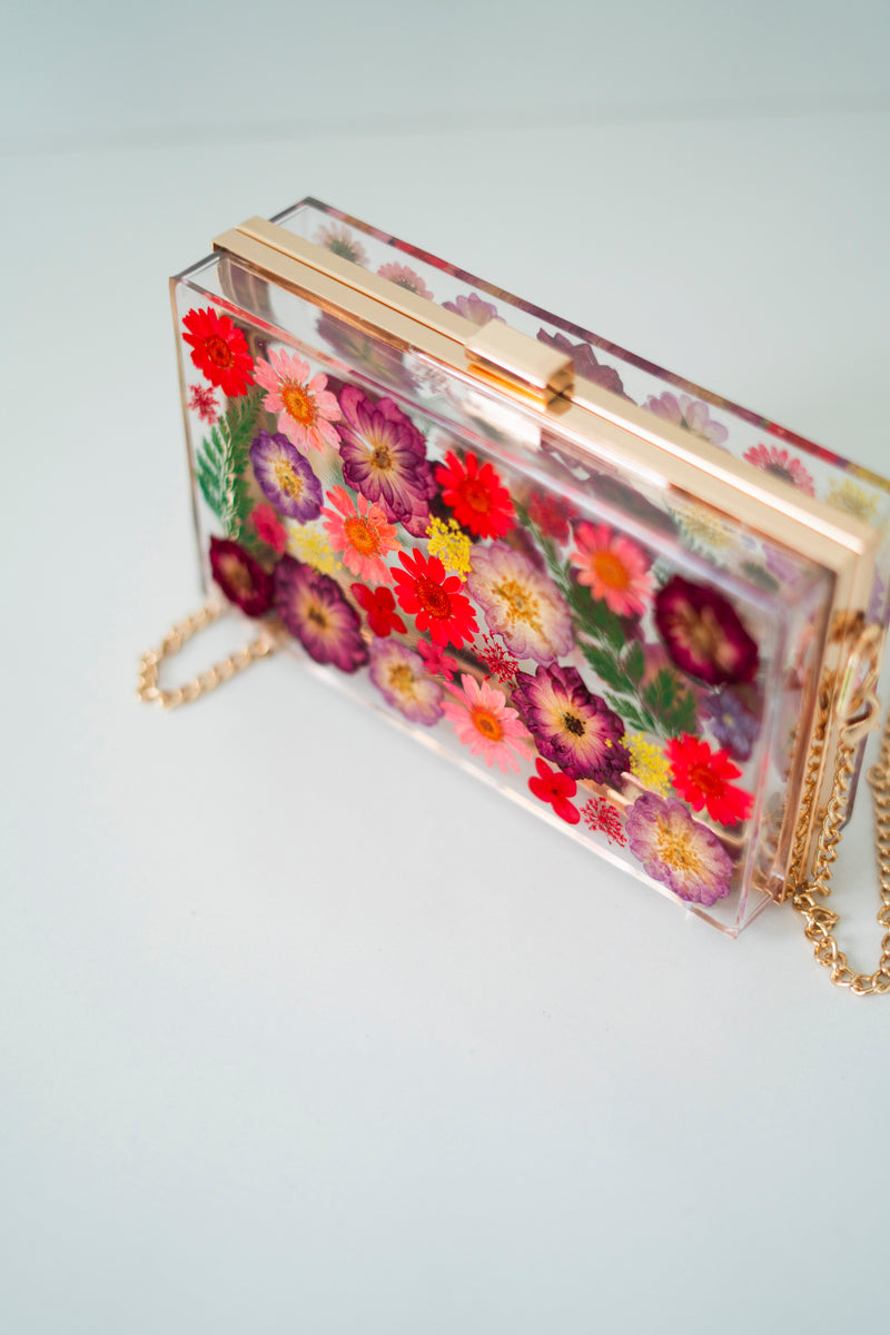 BORDEAUX ROSE FLORAL CLUTCH