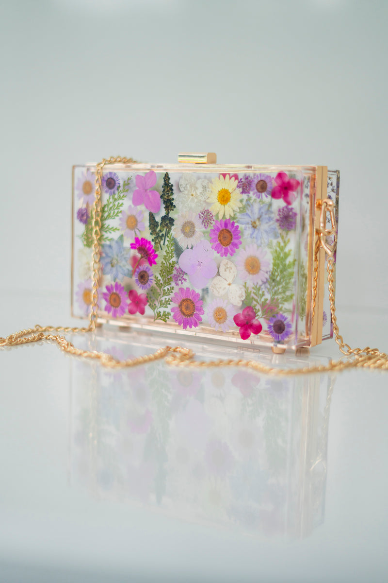 PURPLE FLORAL CLUTCH