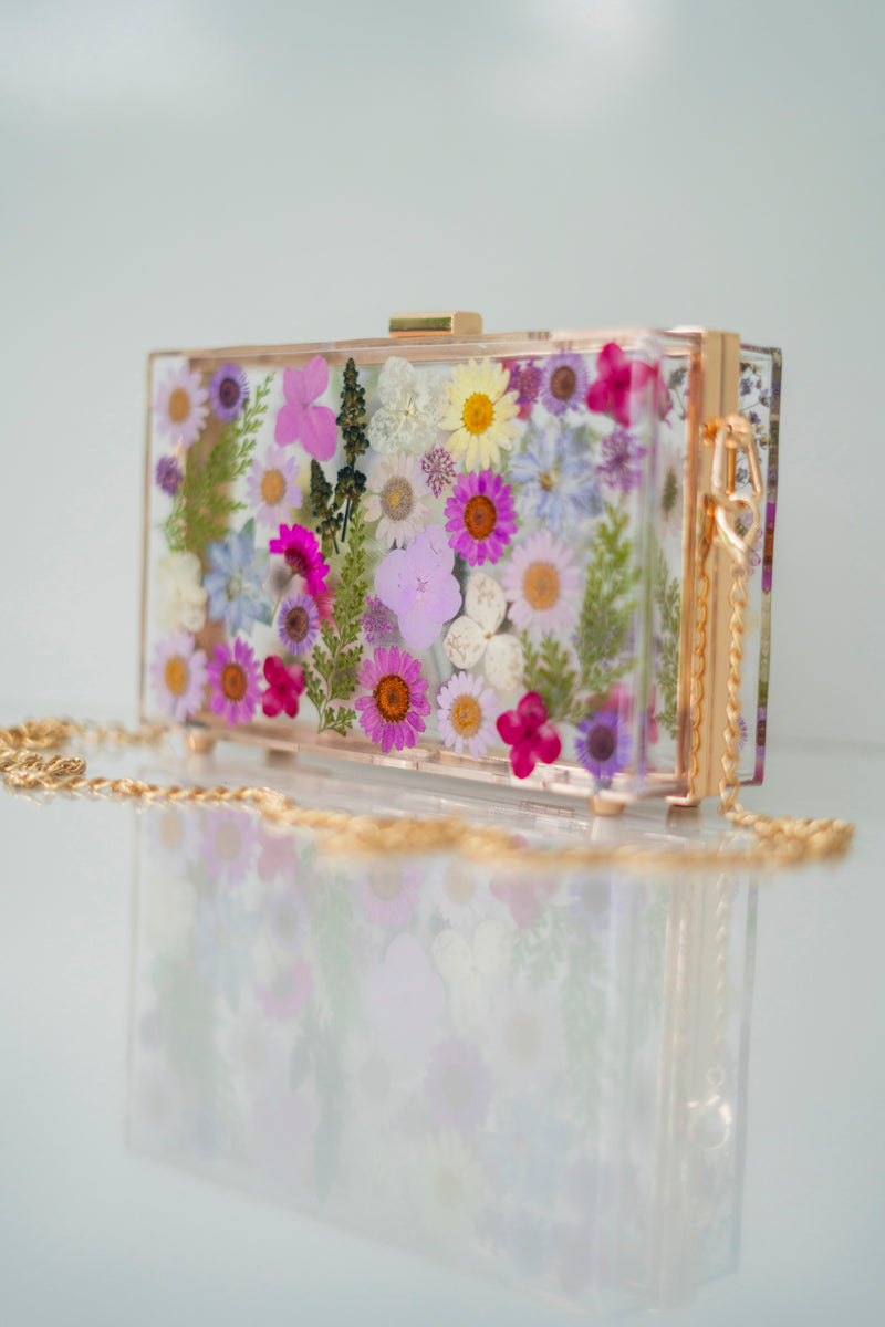 PURPLE FLORAL CLUTCH