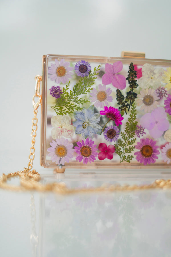 PURPLE FLORAL CLUTCH