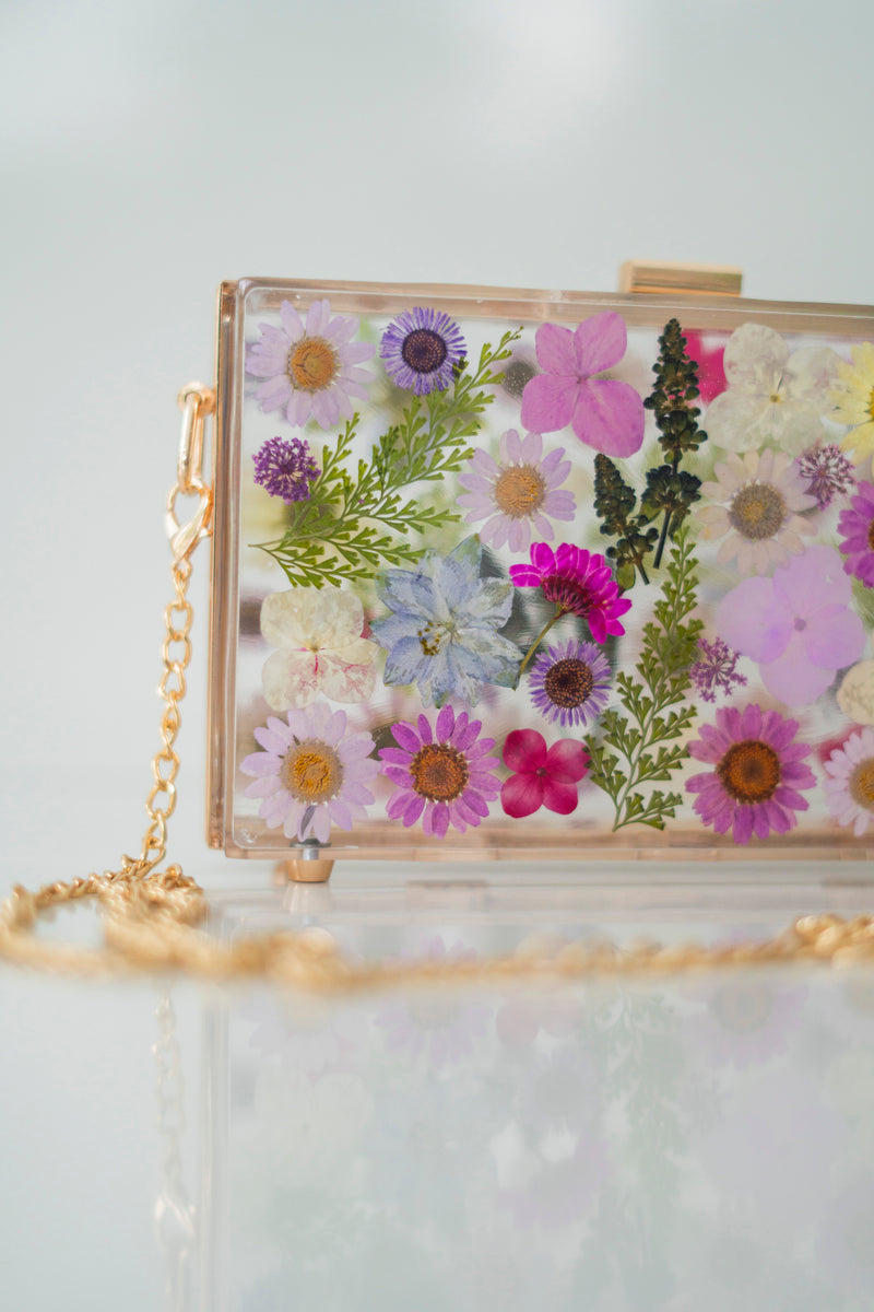 PURPLE FLORAL CLUTCH
