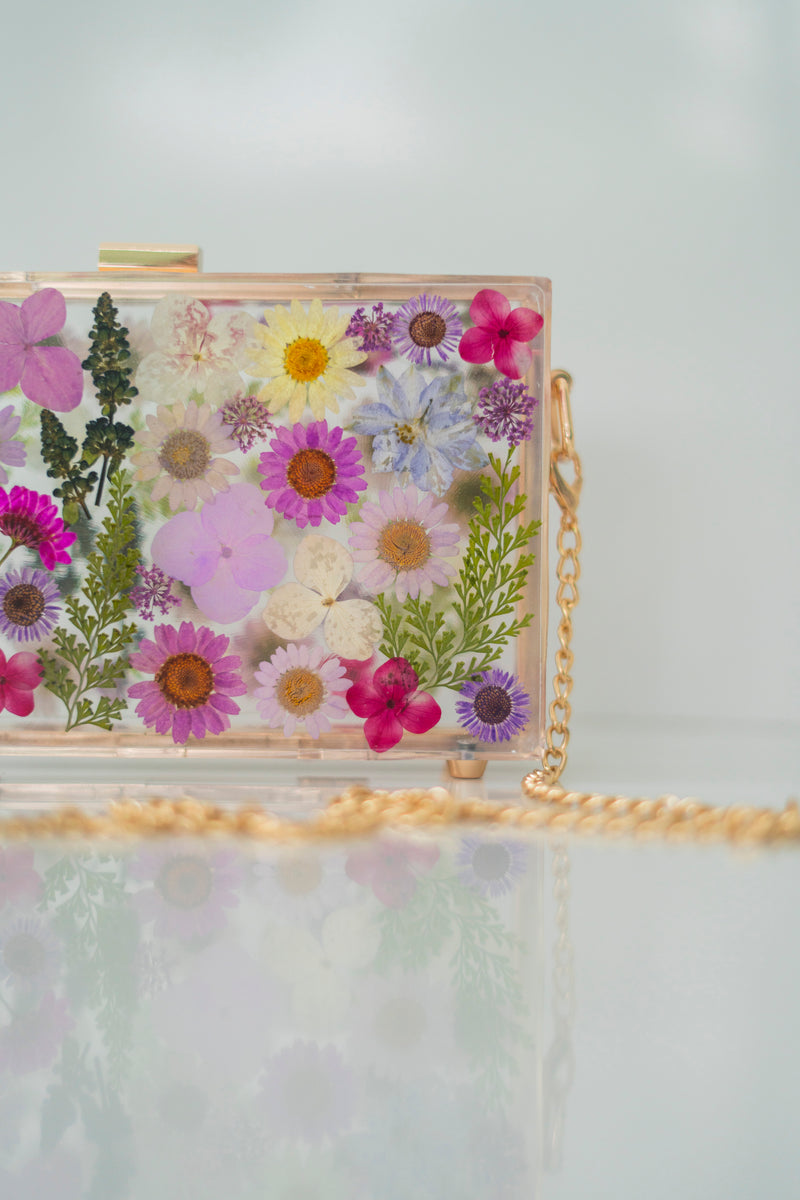 PURPLE FLORAL CLUTCH