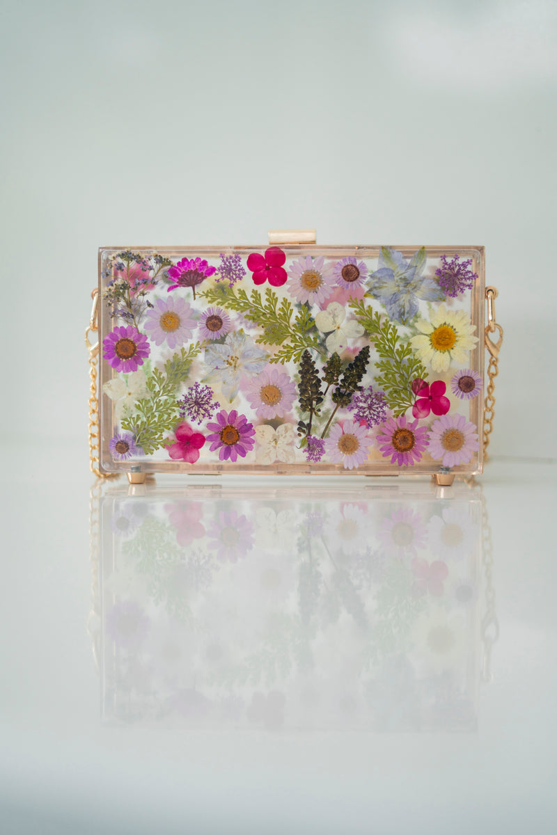PURPLE FLORAL CLUTCH