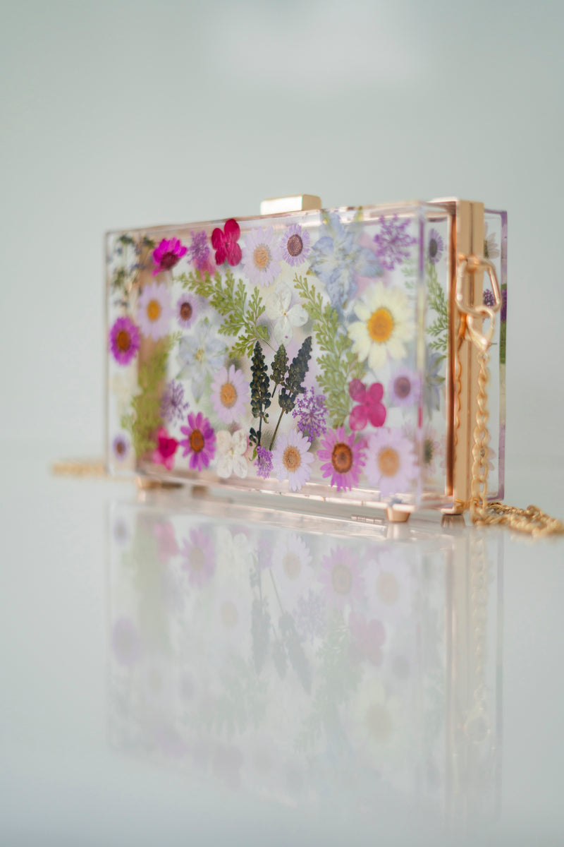PURPLE FLORAL CLUTCH
