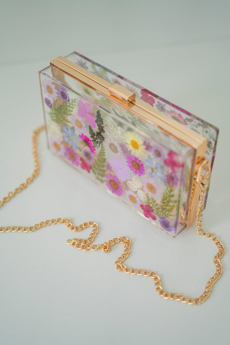 PURPLE FLORAL CLUTCH