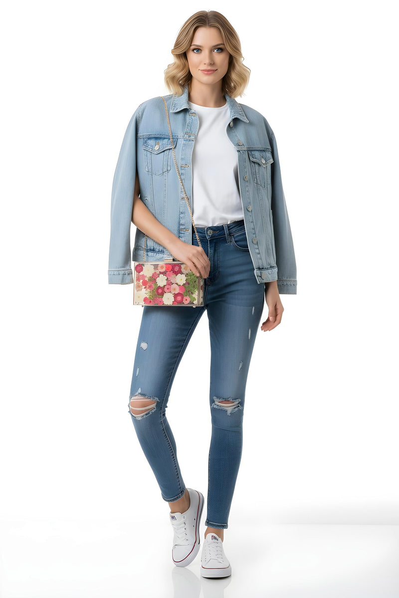 SOFT RED FLORAL CLUTCH