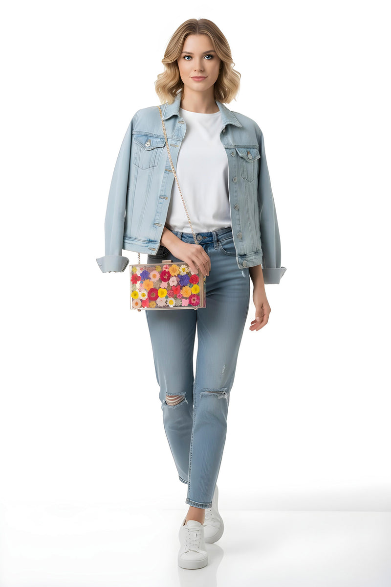 MULTICOLOR FLORAL CLUTCH