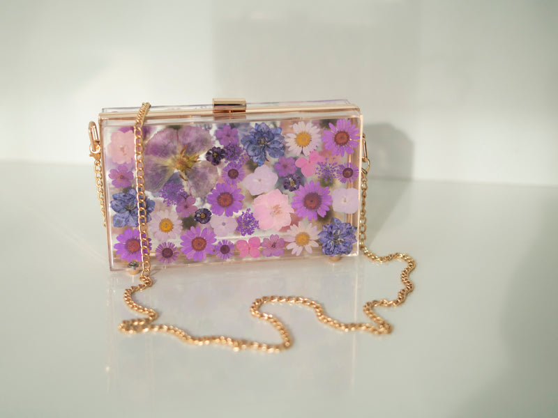 PURPLE FLORAL CLUTCH