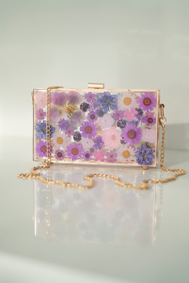PURPLE FLORAL CLUTCH