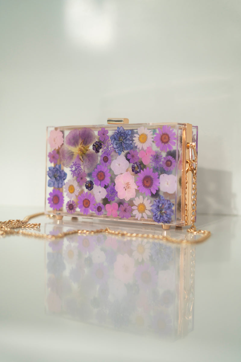 PURPLE FLORAL CLUTCH