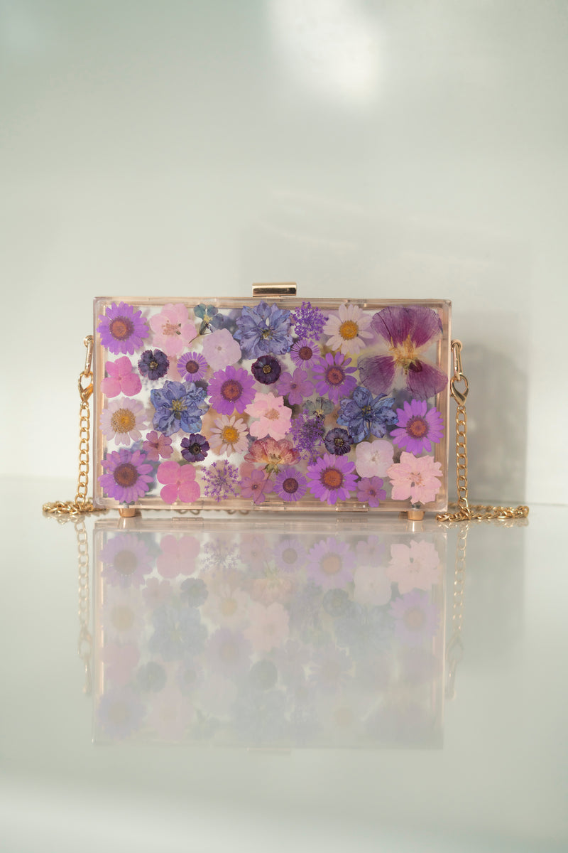 PURPLE FLORAL CLUTCH