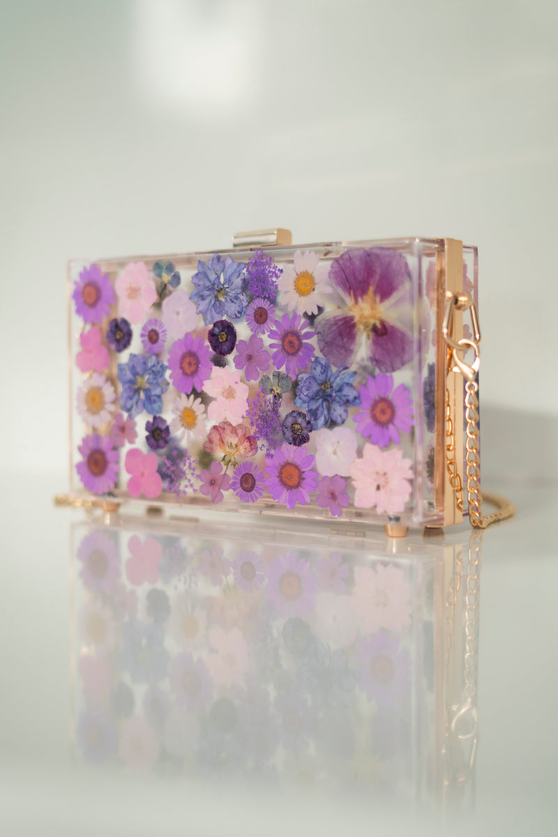 PURPLE FLORAL CLUTCH