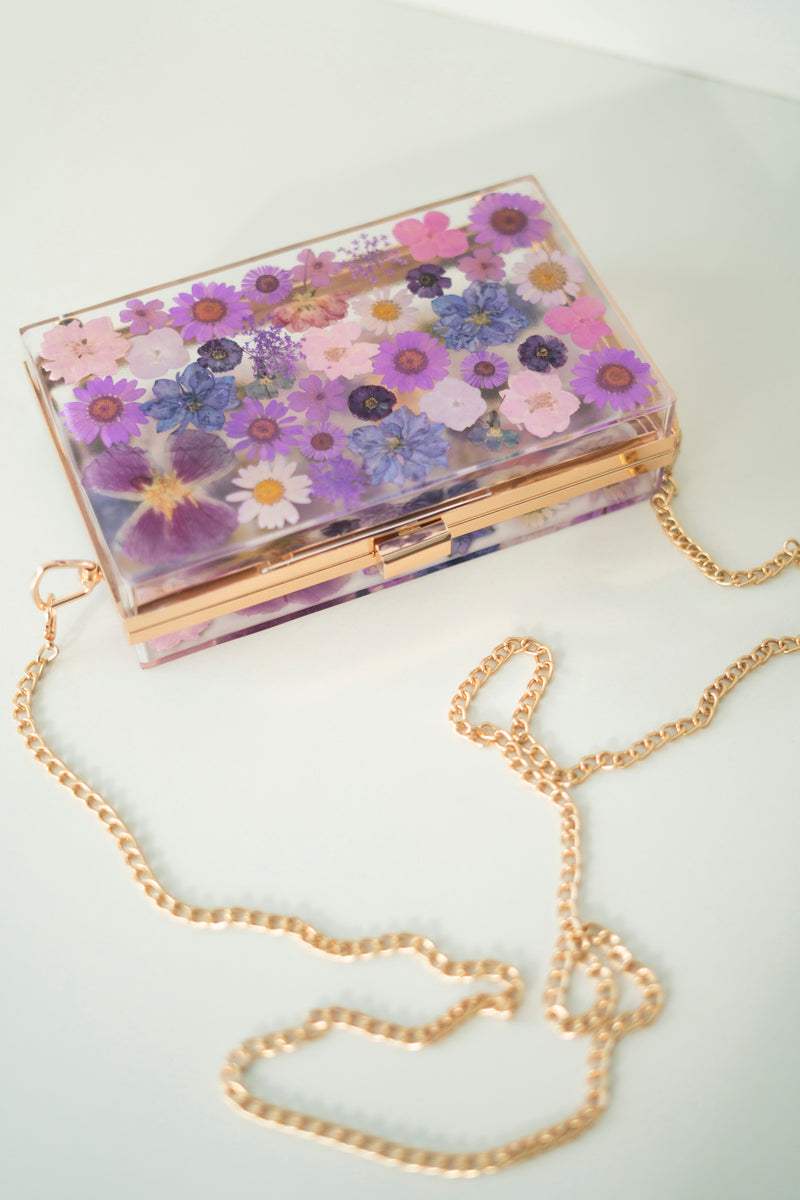 PURPLE FLORAL CLUTCH