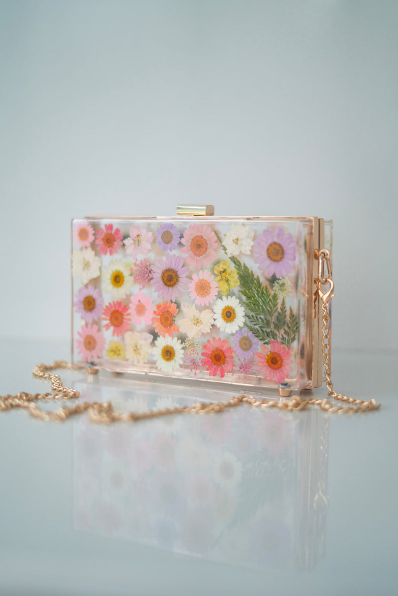 PASTEL PURPLE/PINK FLORAL CLUTCH