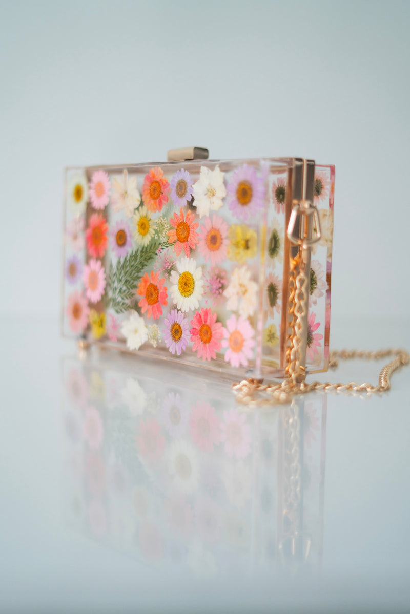 PASTEL PURPLE/PINK FLORAL CLUTCH