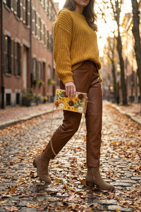 GOLDEN SUNRISE FLORAL CLUTCH