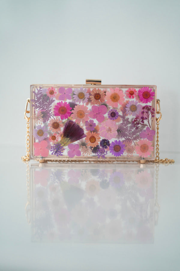 PURPLE/PINK FLORAL CLUTCH