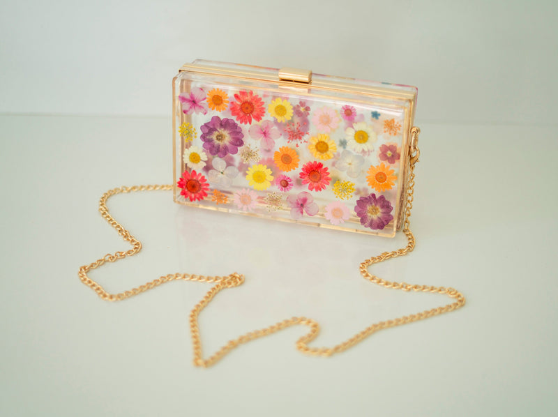 MULTICOLORED FLORAL CLUTCH