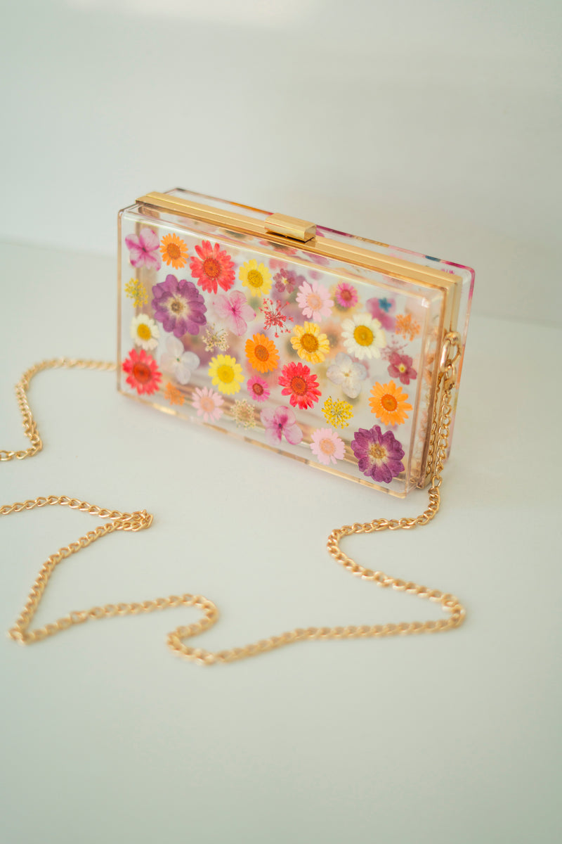 MULTICOLORED FLORAL CLUTCH